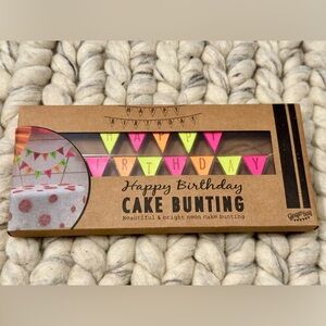 New Ginger Ray Happy Birthday Neon Cake Topper Bunting Sign Flags Decoration